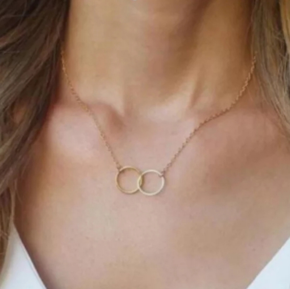 Double Circle Collar Short Chain Necklace